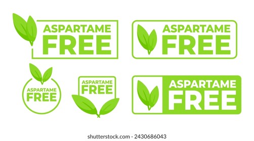 Green labels Aspartame Free with a simple leaf design, signifying health-conscious choices in food and beverages. svg
