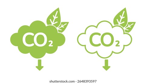 Ícone de redução de emissão de carbono de rótulos verdes