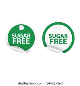 Green labels and stickers with the text sugar free written inside green circle. Vector