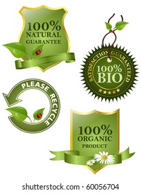 Green labels, vector illustration.