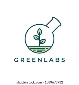 Green Laboratory Logo Design Template