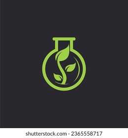 Green labs logo icon design with glass labs and leaf.