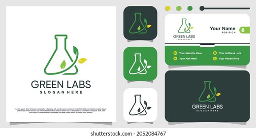 Green labs logo with unique concept Premium Vector