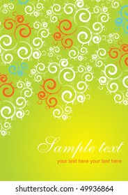 green lace background with curly elements