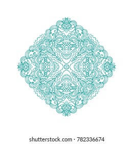 Green laced ornamental rhombus vector  composition on white background