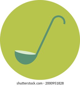 Green ladle, illustration, on a white background.