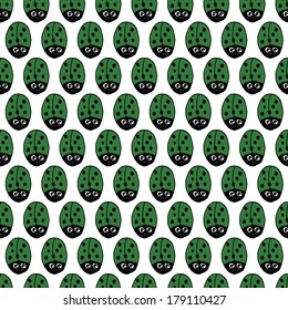 green ladybird seamless pattern
