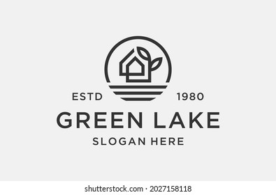 diseño del logo del lago verde inspirado en los negocios inmobiliarios.