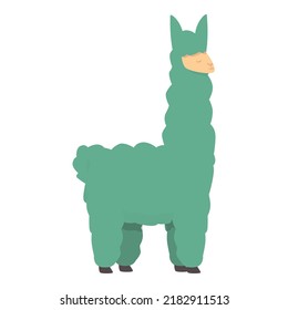 Green lama icon cartoon vector. Cute animal. Peru animal