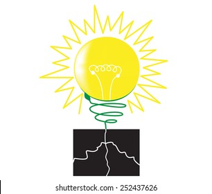 Green lamp concept. Vector illustration