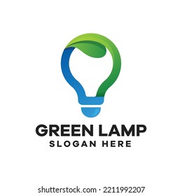 Diseño ilustrativo del logotipo de gradiente de la lámpara verde