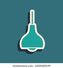 Green Lamp hanging icon isolated on green background. Ceiling lamp light bulb. Long shadow style. Vector
