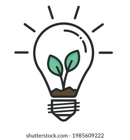 GREEN LAMP ICON WITH PLANT INSIDE