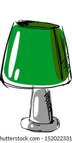 Green lamp, illustration, vector on white background.