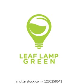 green lamp and leaf logo, clip art vector