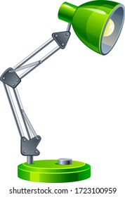 Green lamp on a white background