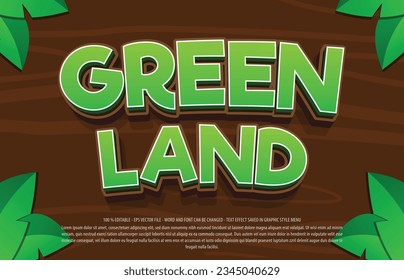 Green land editable text effect with 3d style use for logo and business brand