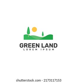 Plantilla de diseño de logotipo de terrenos verdes