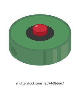 Green Land Mine Icon. Vector.