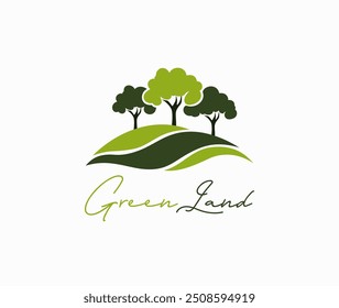 Green Land Trees logo design	