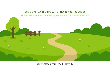 Green Landscape Background Collection with Hills Trees and Winding Paths for Outdoor Scenes