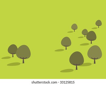 green landscape background with trees and copy space