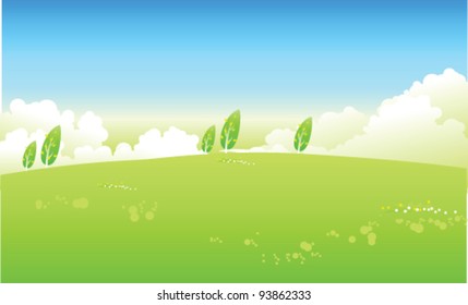 Green Landscape With Blue Sky