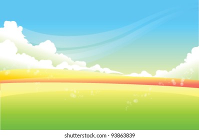 Paisaje verde con cielo azul