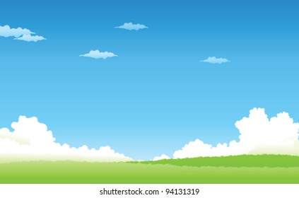 Paisagem verde com céu azul