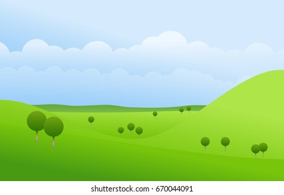 Green landscape and blue sky vector