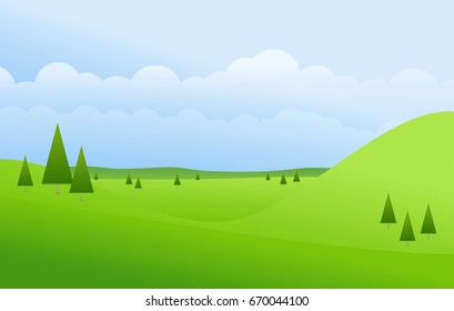 Green landscape and blue sky vector