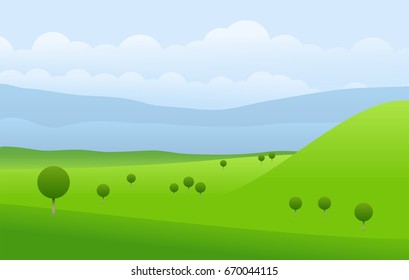 Green landscape and blue sky vector