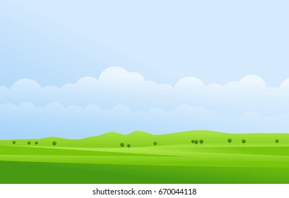 Green landscape and blue sky vector