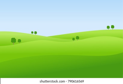 Green landscape and blue sky vector