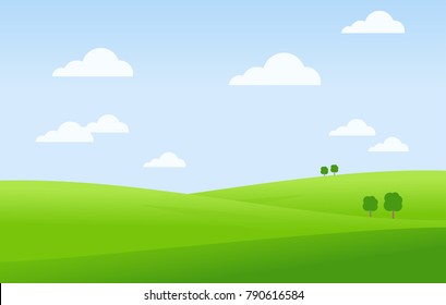 Green landscape and blue sky vector