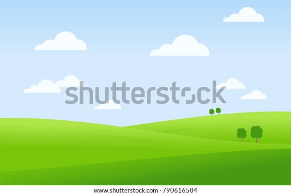 Green Landscape Blue Sky Vector Stock Vector (Royalty Free) 790616584