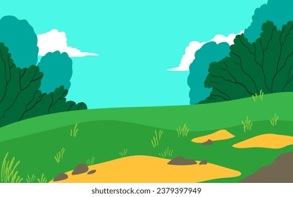 green landscape cartoon illustration vector