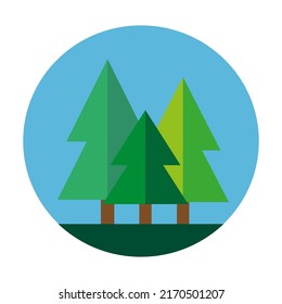 Green landscape in a circle. Mountain background. Vector illustration. stock image. 