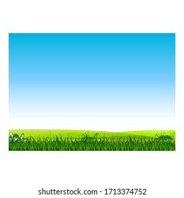 Green Landscape Grass Field View Cartoon