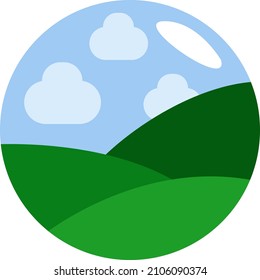 Grüne Landschaft, Illustration, Vektorgrafik auf weißem Hintergrund.