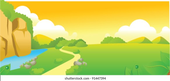 Green landscape and lake