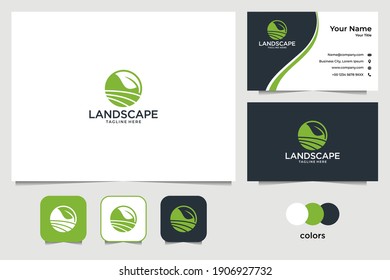 Green Landscape Logo Design And Business Card