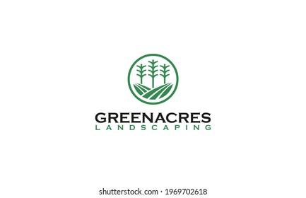 Ilustración del icono del vector del logotipo del paisaje verde