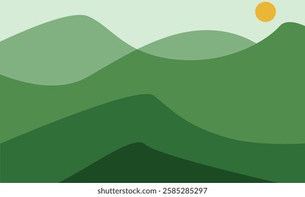 Green landscape mountain view background