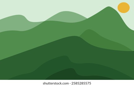 Green landscape mountain view background