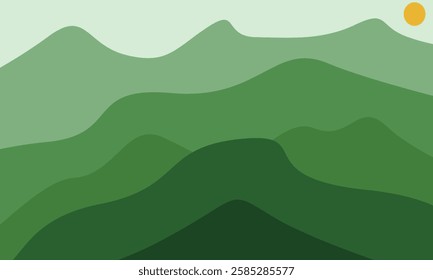 Green landscape mountain view background