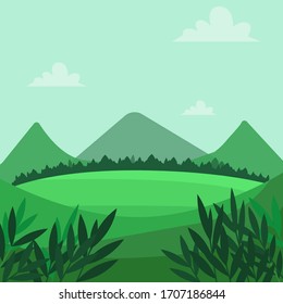 Green landscape with mountains vector