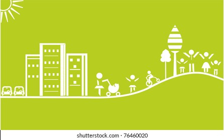 green landscape outline
