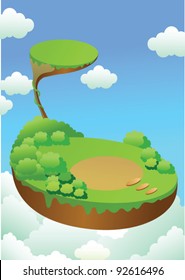 Green landscape over cliff and blue sky