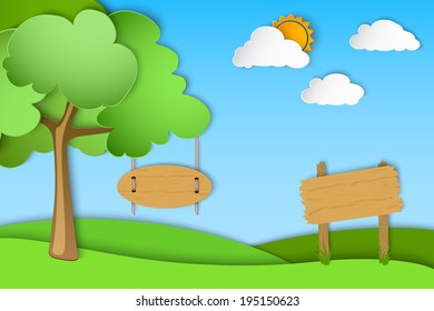 green landscape of paper